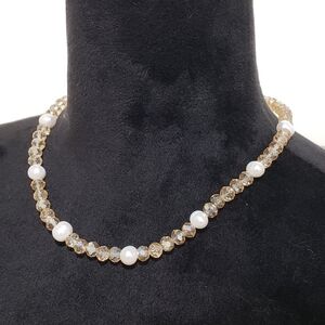 Natasha Couture Necklace Gold Choker Imitation Pearl Beaded Necklace Boho